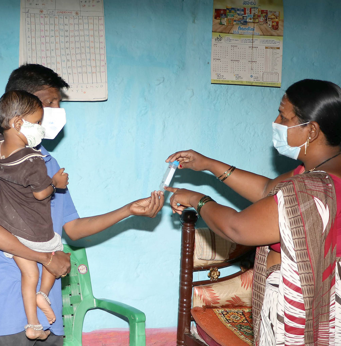 SHG (self-help group) member Parvati visits villages to screen household contacts of all previously and currently diagnosed TB patients to coordinate for testing. Photo credit: FIND & MYRADA/Adithya Shankar