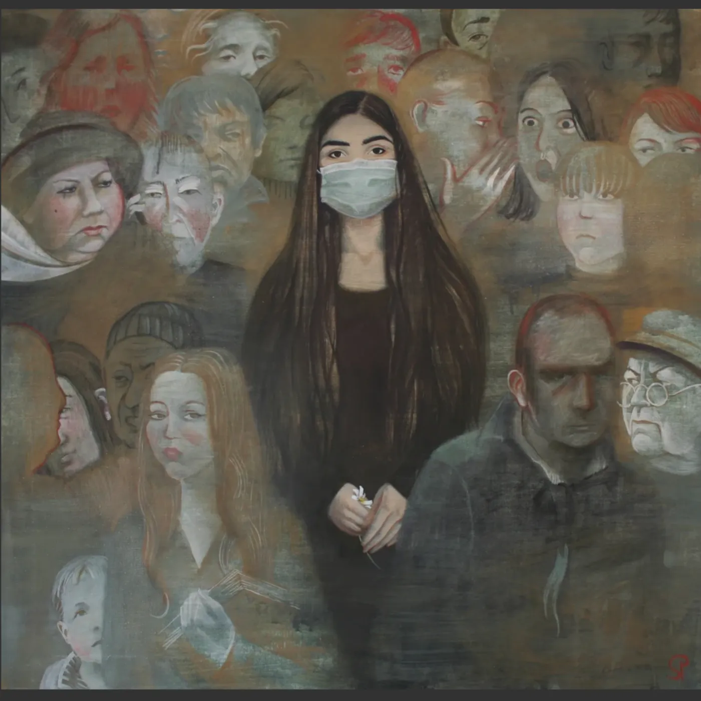 Don't speak! tempera on canvas, 100x105 © Paulina Siniatkina